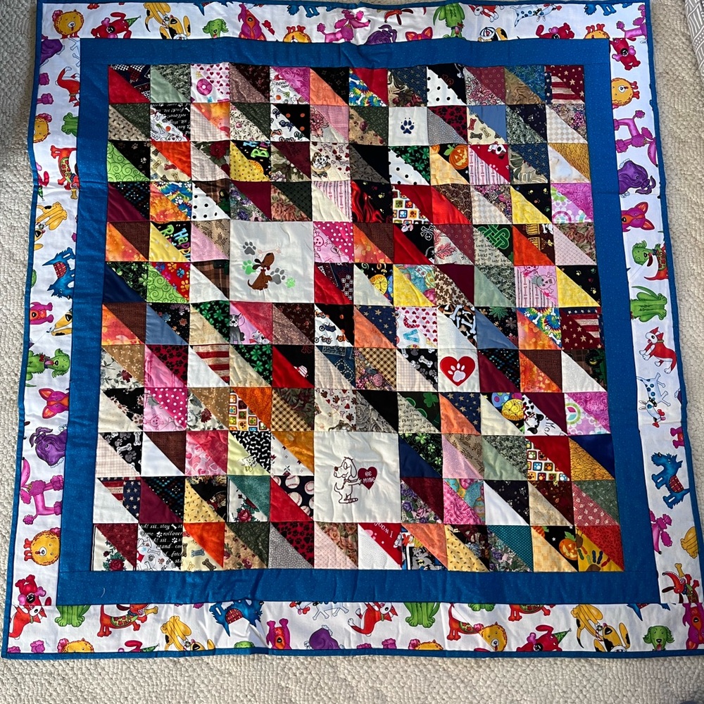 Colorful Homemade Patterned Lap Quilt